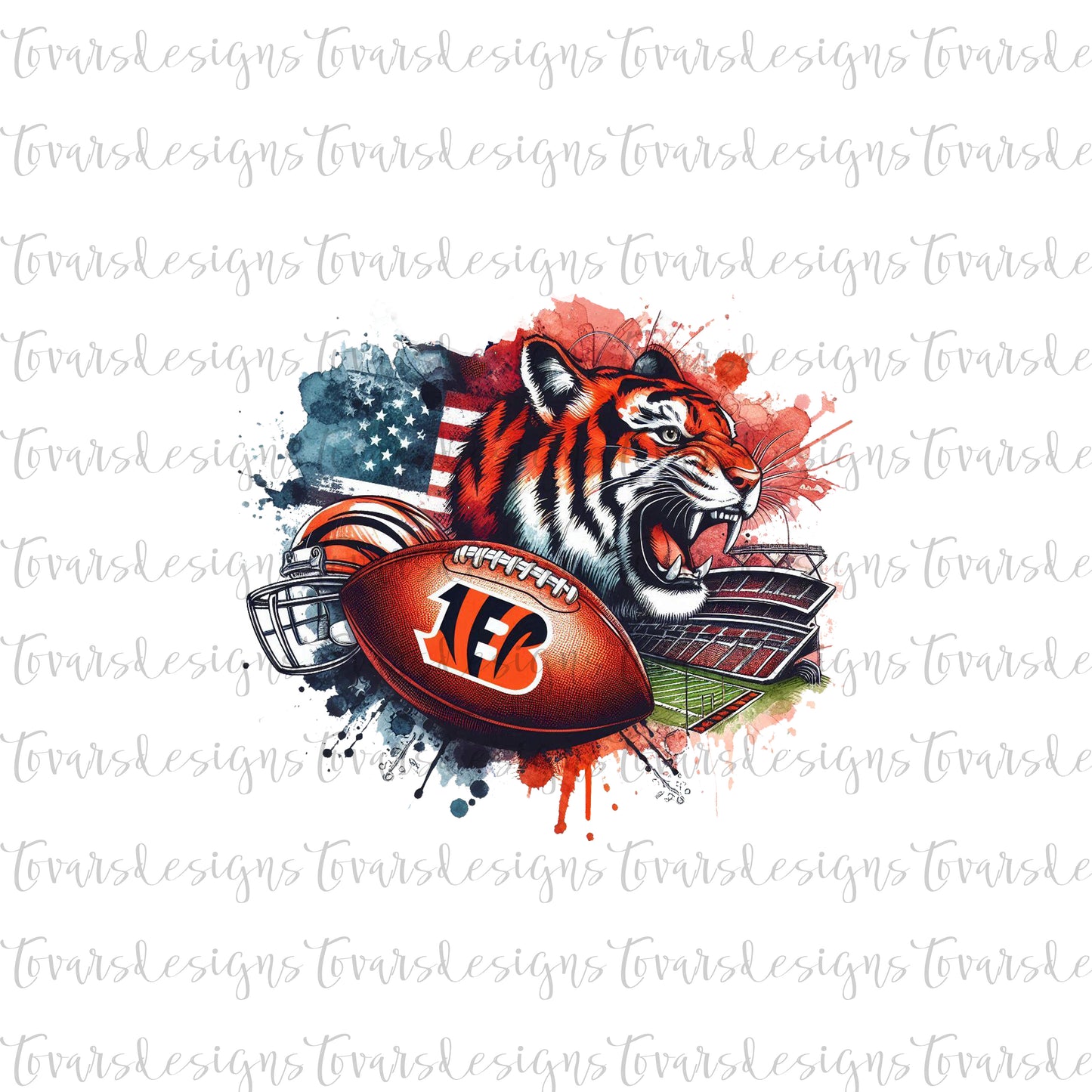 Bengals Football Digital Design PNG Sublimation