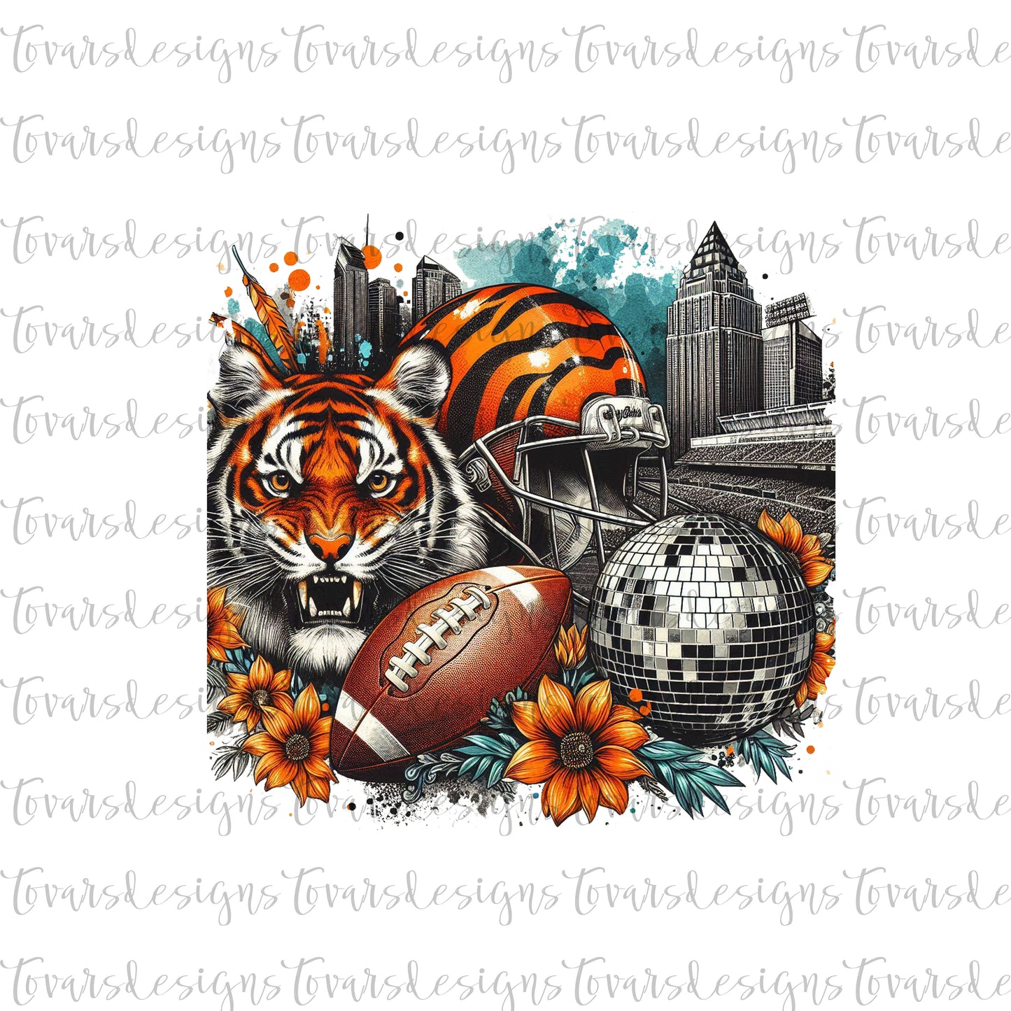 Bengals Football Digital Design PNG Sublimation 03