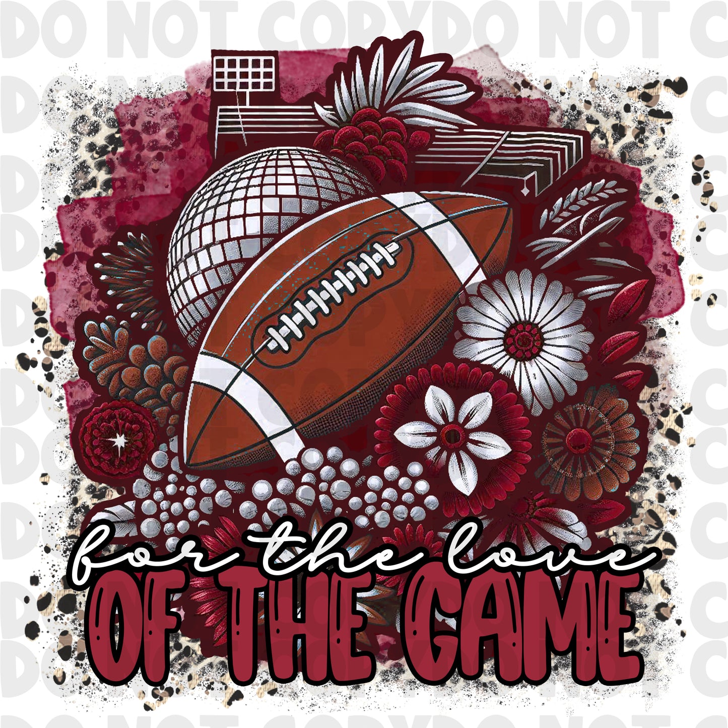Football Sublimation,Burgundy Floral football, For the Love of the Game PNG Instant Download (Copy)