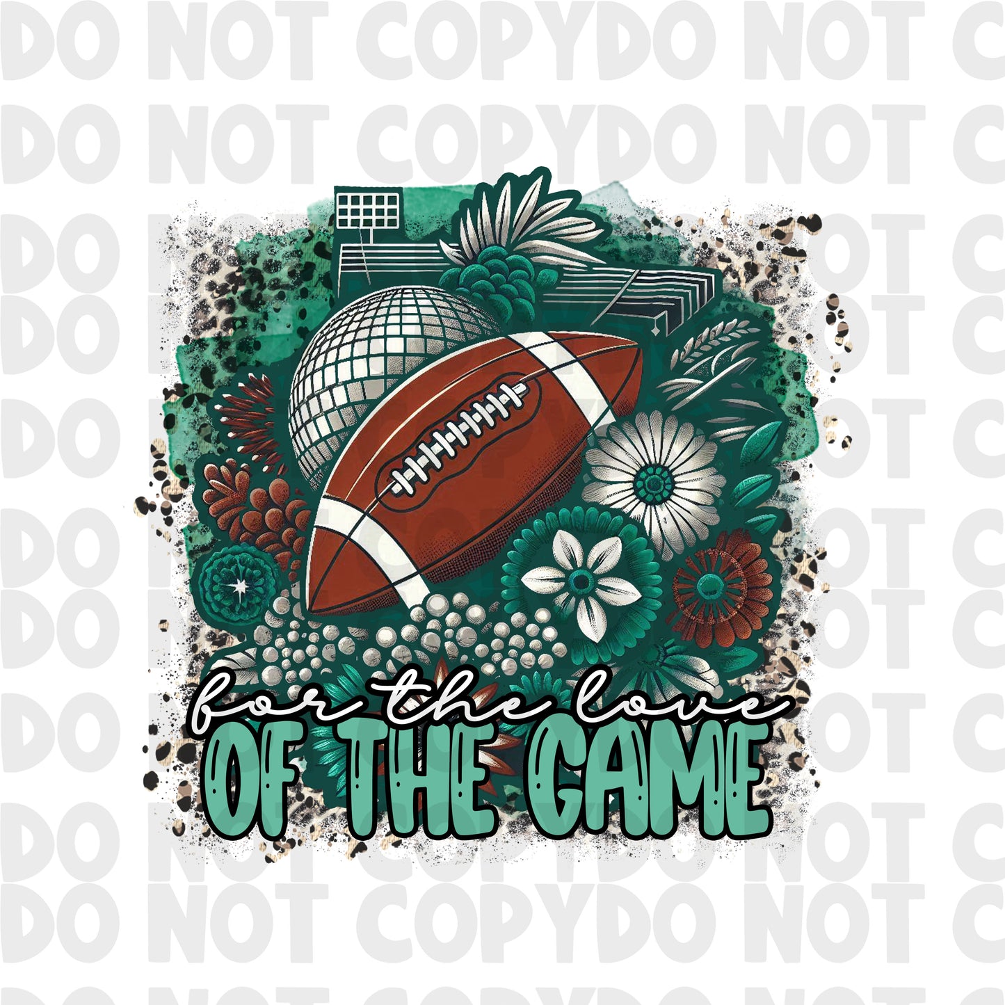 Football Sublimation, Green Floral football, For the Love of the Game PNG Instant Download