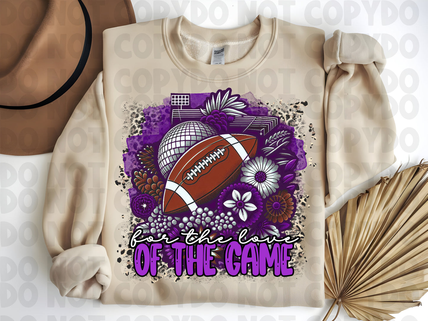 Purple Floral Football Sublimation, For the Love of the Game PNG Instant Download