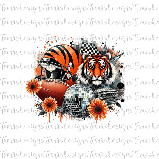 Bengals Football Digital Design PNG Sublimation 04