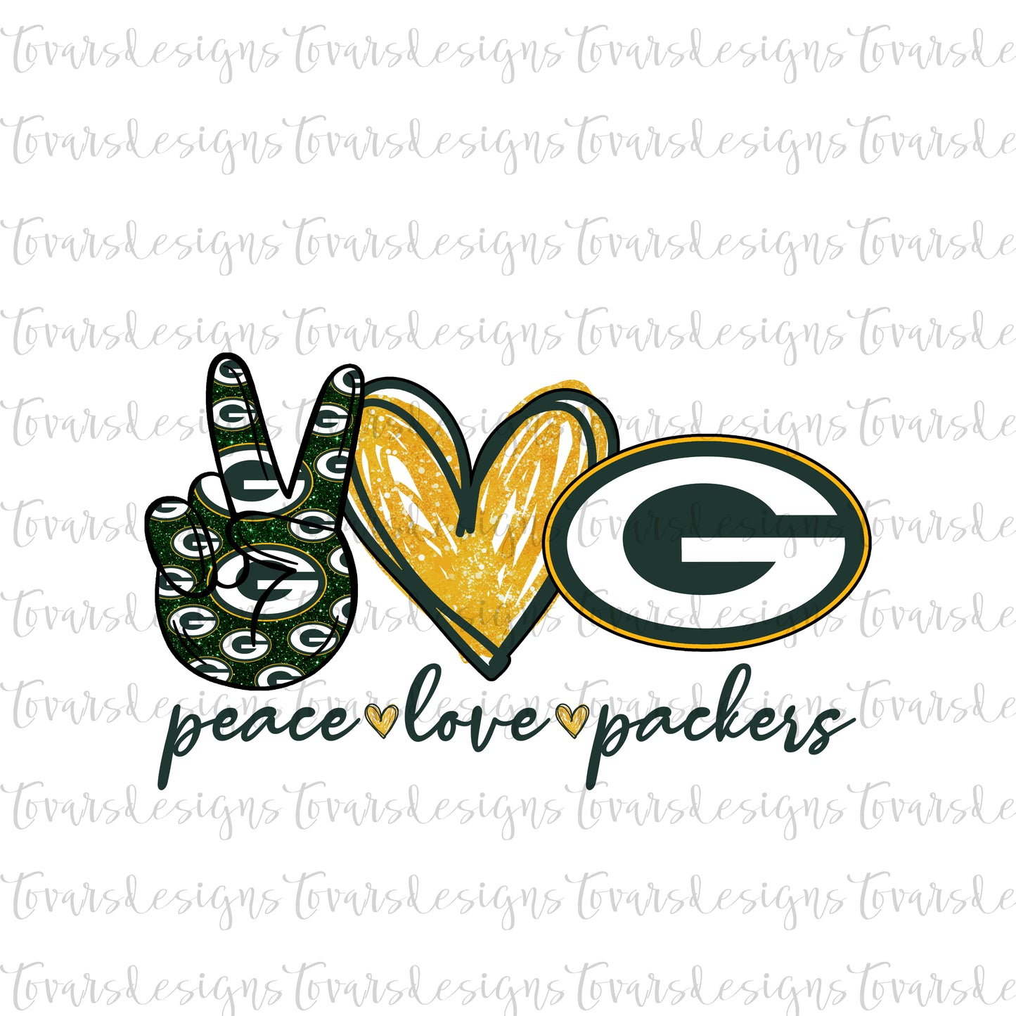 Peace love packers Football  Design PNG Digital Download Sublimation