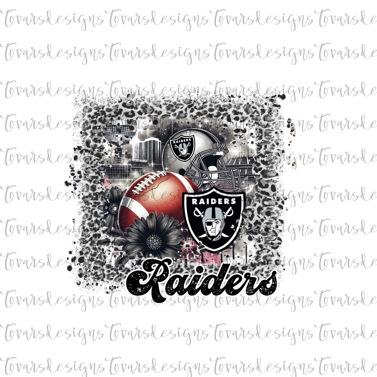 Raiders leopard Football Design PNG Digital Download Sublimation