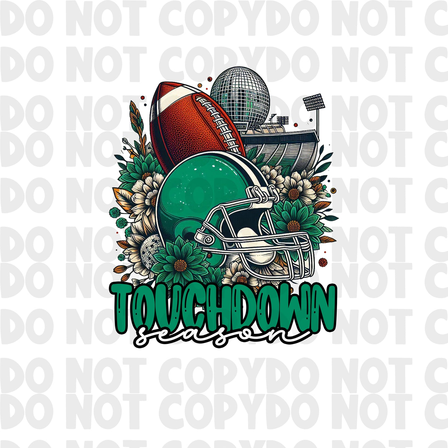 Football Sublimation, Green football Sublimation, Touchdown Season, Football PNG Instant Download