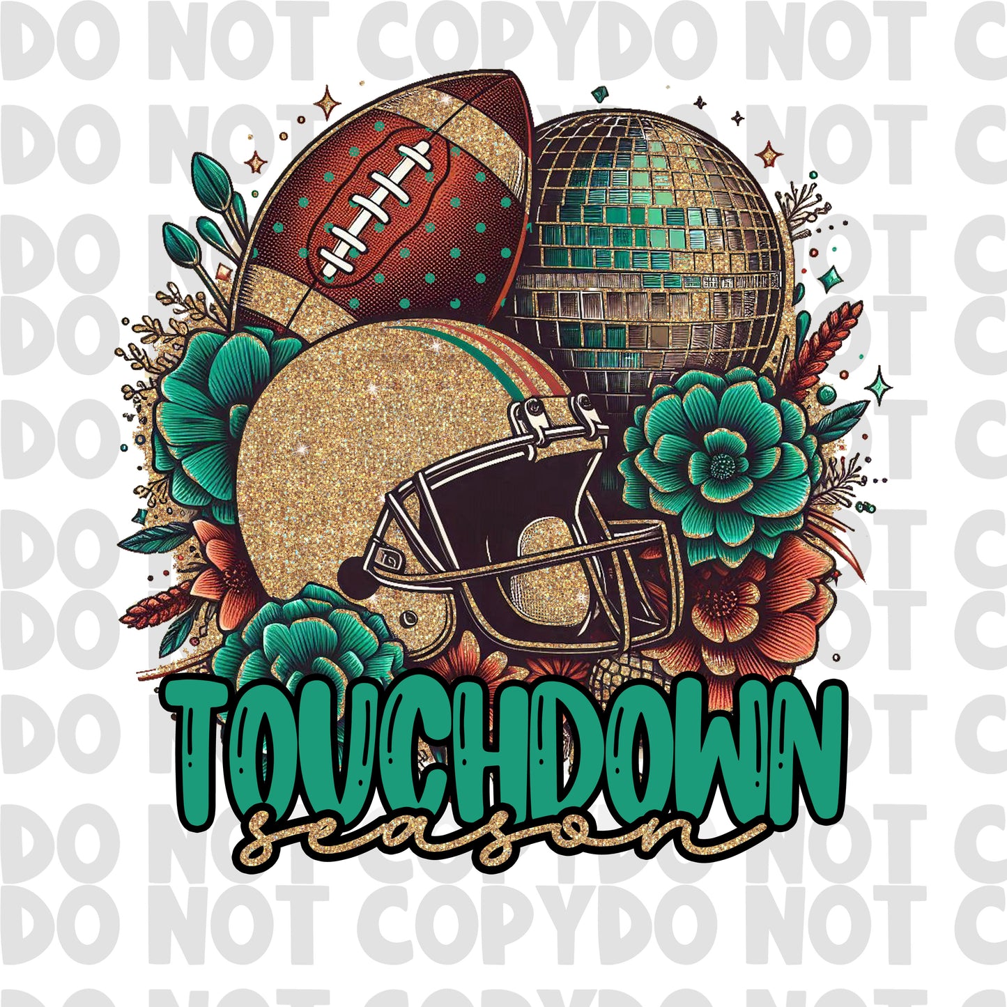 Football Sublimation, Green and gold football Sublimation, Touchdown Season, Football PNG Instant Download