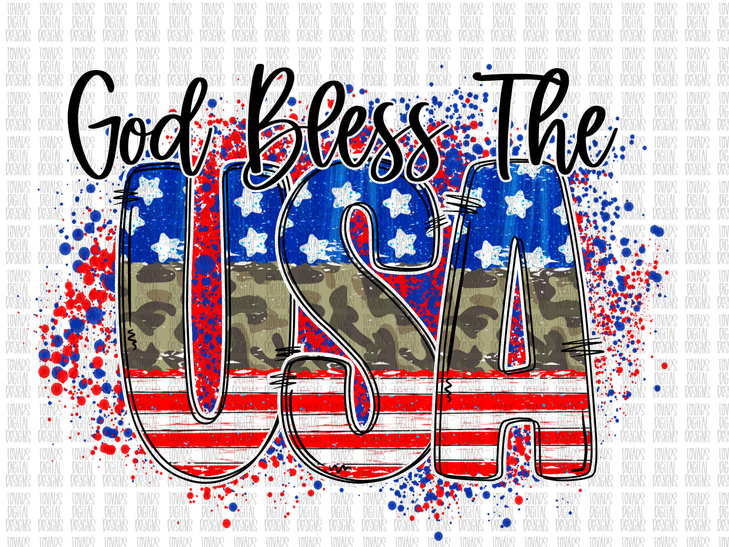 God Bless the USA Camo 4th of July Sublimation Download, fourth of July Png File,  Freedom Patriotic Sublimation download