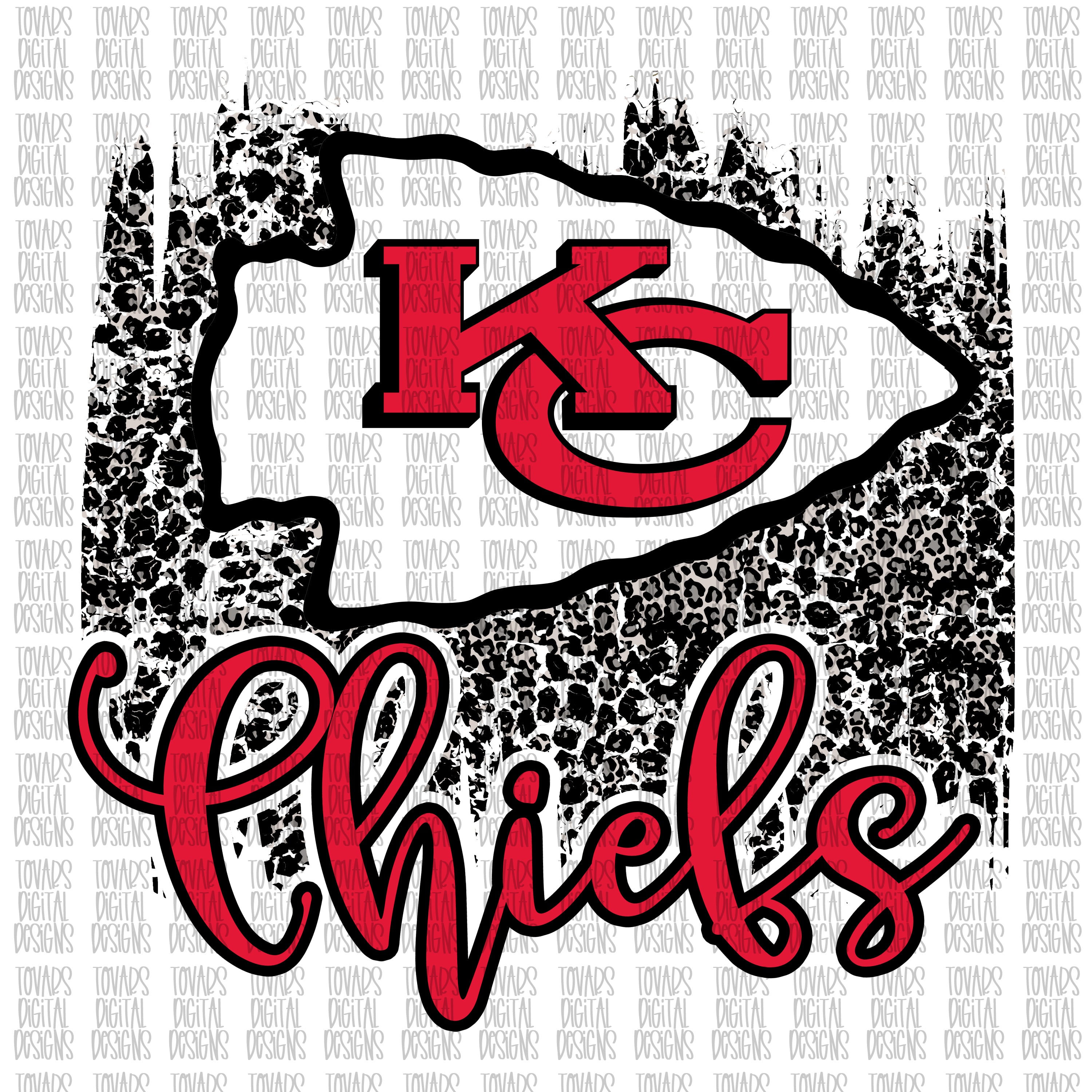 Chiefs Glitter sublimation PNG Leopard Print