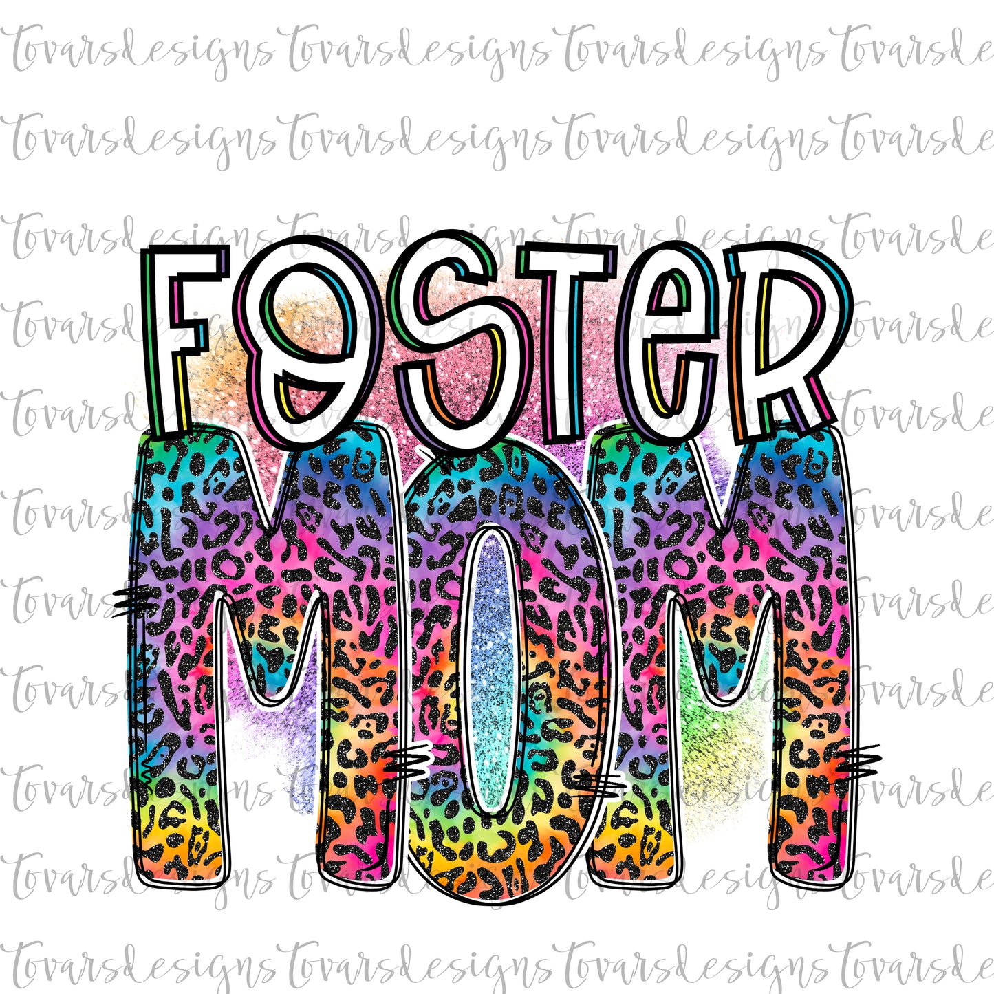 Foster Mom Rainbow Cheetah Sublimation Png Download, Instant Download, Foster mom sublimation, Rainbow Foster mom design png file