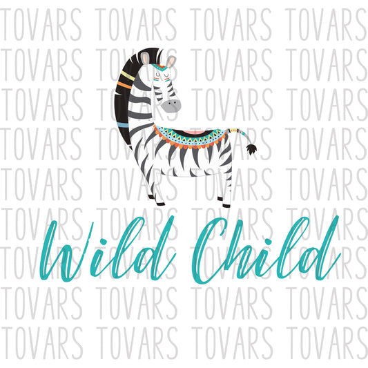 Wild Child Zebra Sublimation Download, Zebra PNG File, Instant Download, Zebra Design, Zebra printable, zebra sublimation design