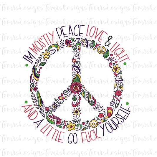 Adult Humor Png Design, Peace Sign Funny, Peace love and light, Fuck Yourself Adult Quote, floral peace sign digital design, peace sign png