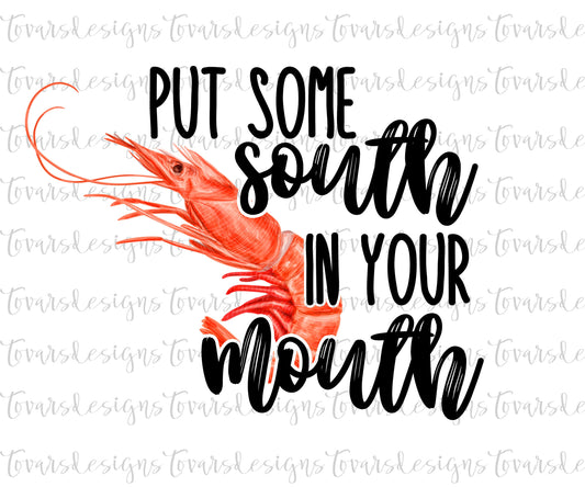 Crawfish Sublimation Png Design, Put some south in your mouth Mardi Gras Theme Sublimation Design, Crawfish Design, Crawfish Sublimation