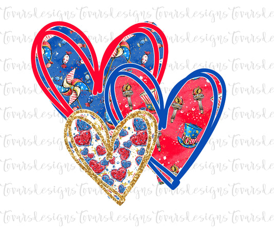 4th of July hearts Sublimation png, fourth of July Png , patriotic Fireworks png, Freedom Patriotic Sublimation download, 4th of July heart