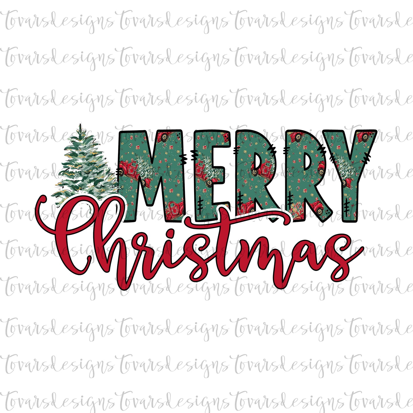 Merry Christmas Sublimation Png Digital Download, Vintage red truck sublimation Holidays merry christmas red truck design and tree