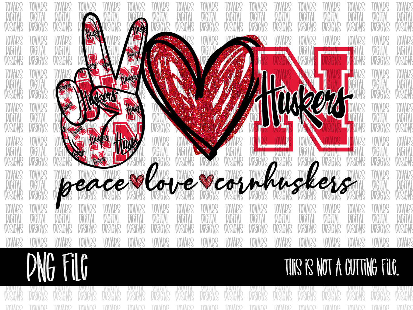Peace love Nebraska Cornhuskers PNG FILE