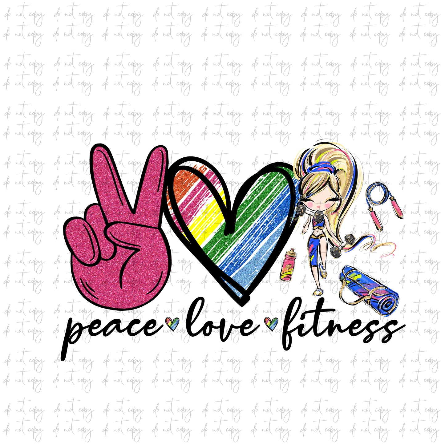 Peace love fitness  sublimation download png file workout working out