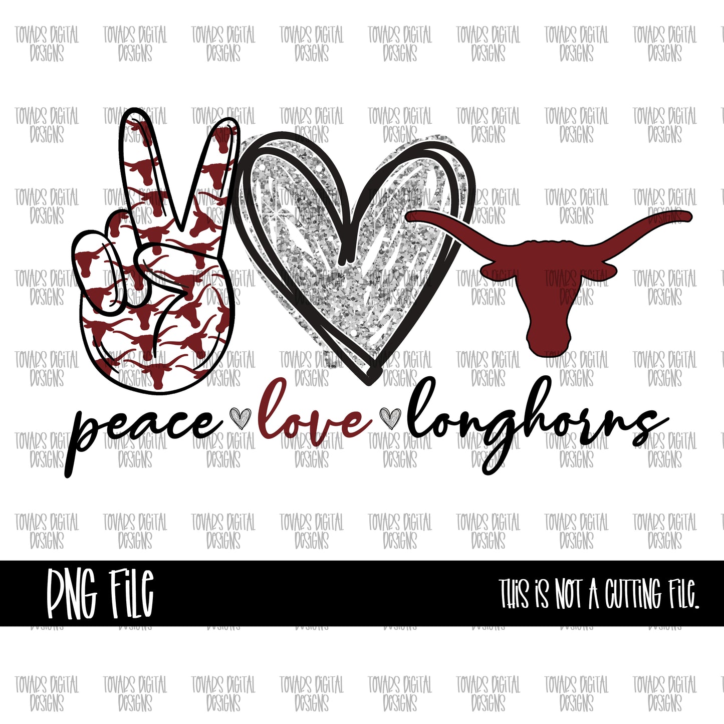 Peace love longhorns png file maroon color, peace love longhorns sports team PNG FILE