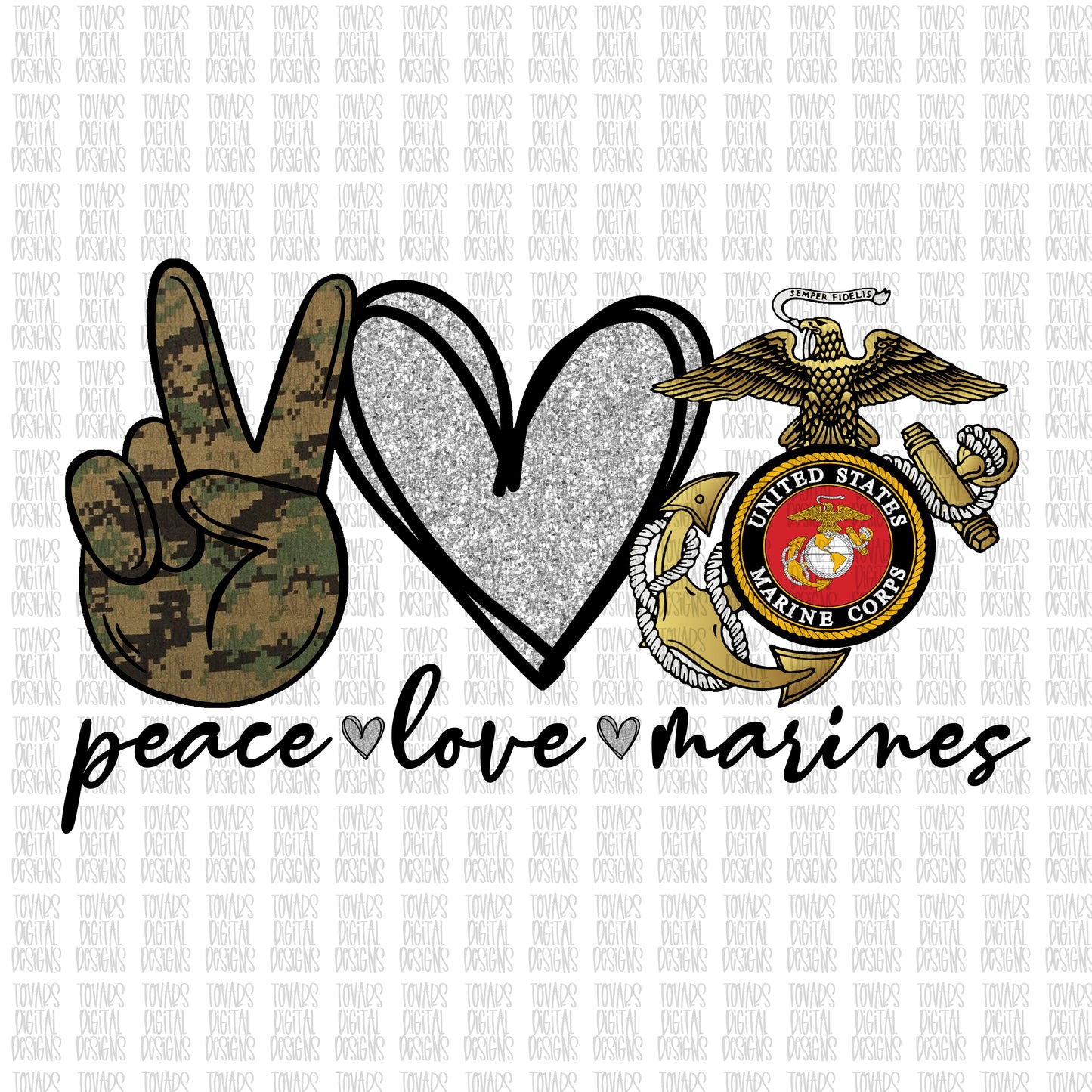 Peace love marines digital download png file camo