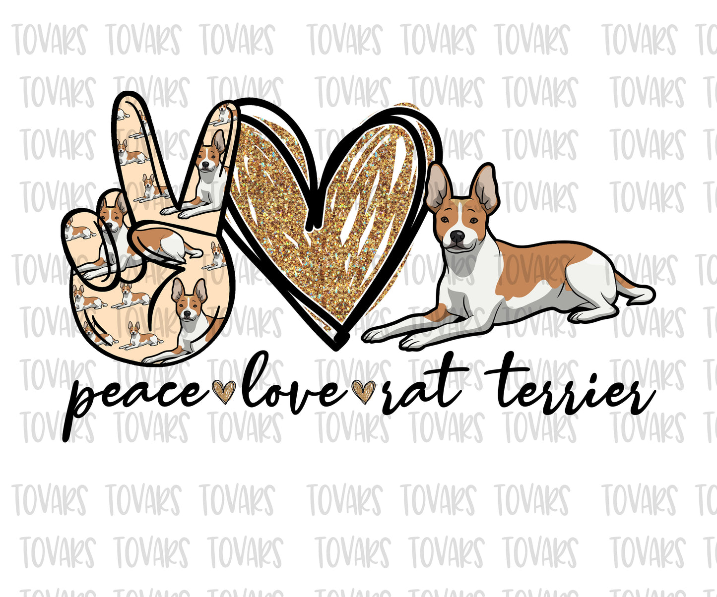 peace love rat terrier png file sublimation dog design