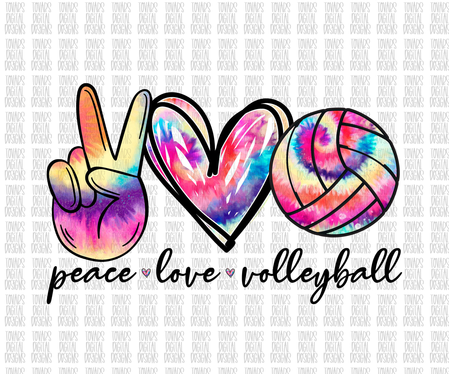 Peace love volleyball tie dye png download