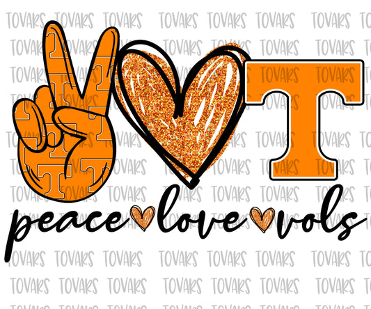 Peace Love Vols Sublimation PNG File Instant Download