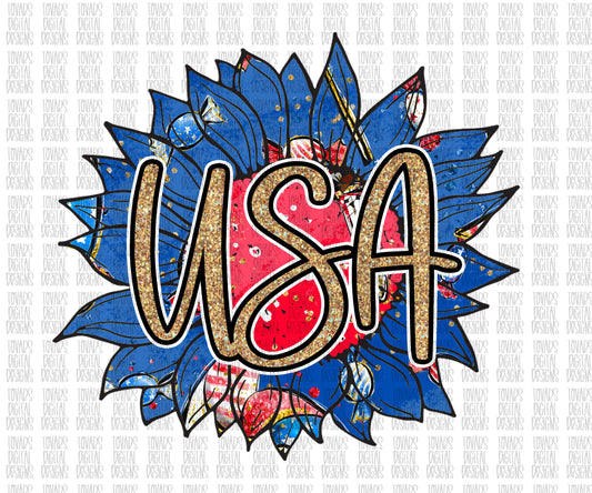 USA 4th of july Sunflower Sublimation png, fourth of July Png , patriotic USA God bless the usa png, Patriotic print