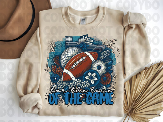 Football Sublimation, Blue Floral football, For the Love of the Game PNG Instant Download