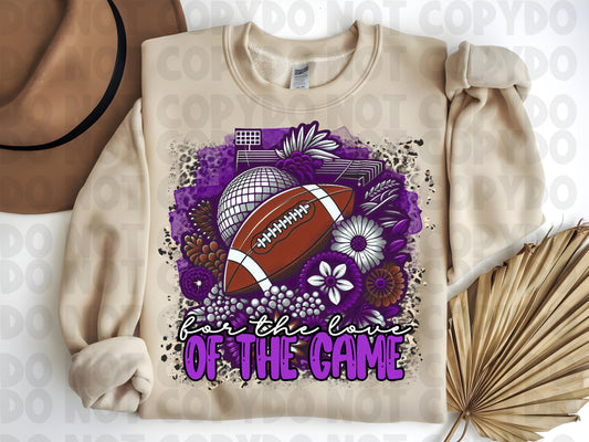 Purple Floral Football Sublimation, For the Love of the Game PNG Instant Download