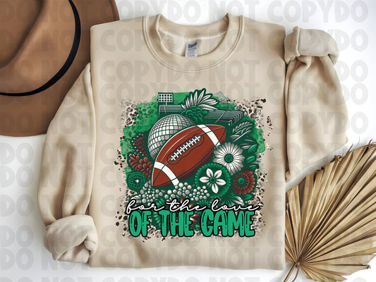 Football Sublimation, Kelly Green Floral football, For the Love of the Game PNG Instant Download Eagles