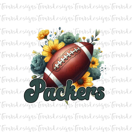 Packers Floral Football Digital Design PNG Sublimation