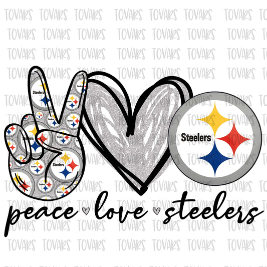 Peace love Steelers silver heart png Digital Download