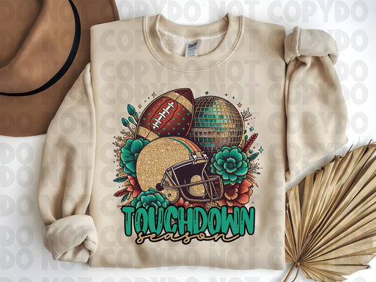 Football Sublimation, Green and gold football Sublimation, Touchdown Season, Football PNG Instant Download