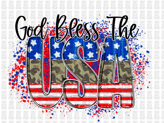 God Bless the USA Camo 4th of July Sublimation Download, fourth of July Png File,  Freedom Patriotic Sublimation download