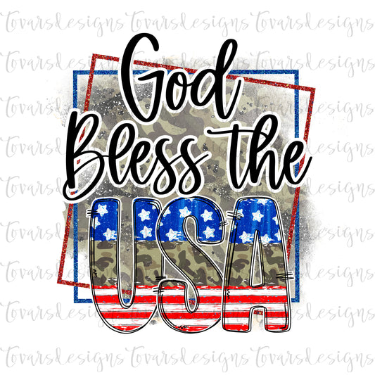 God Bless the USA Camo 4th of July Sublimation Download, fourth of July Png File,  Freedom Patriotic Sublimation download