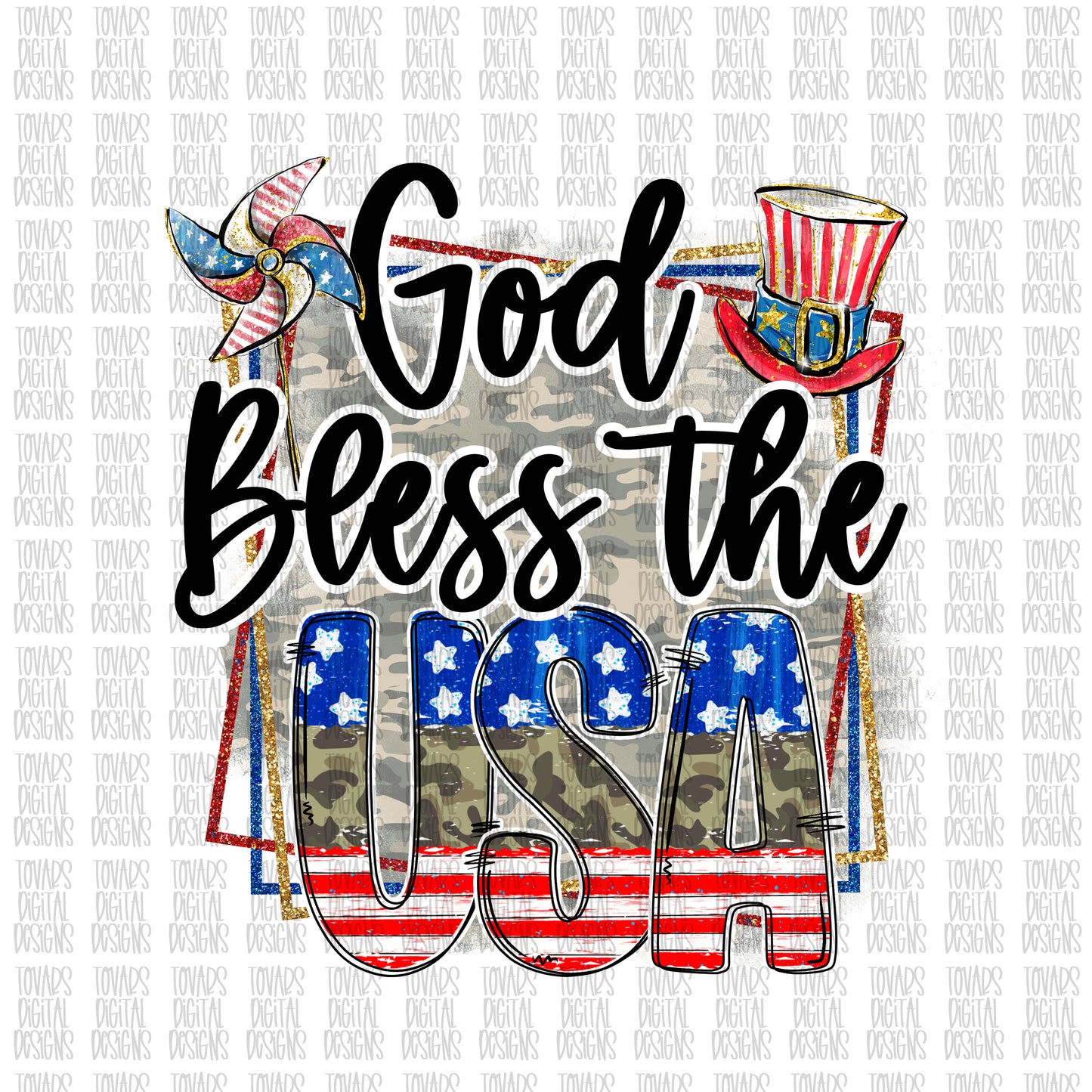 God Bless the USA Camo 4th of July Sublimation Download, fourth of July Png File,  Freedom Patriotic Sublimation download