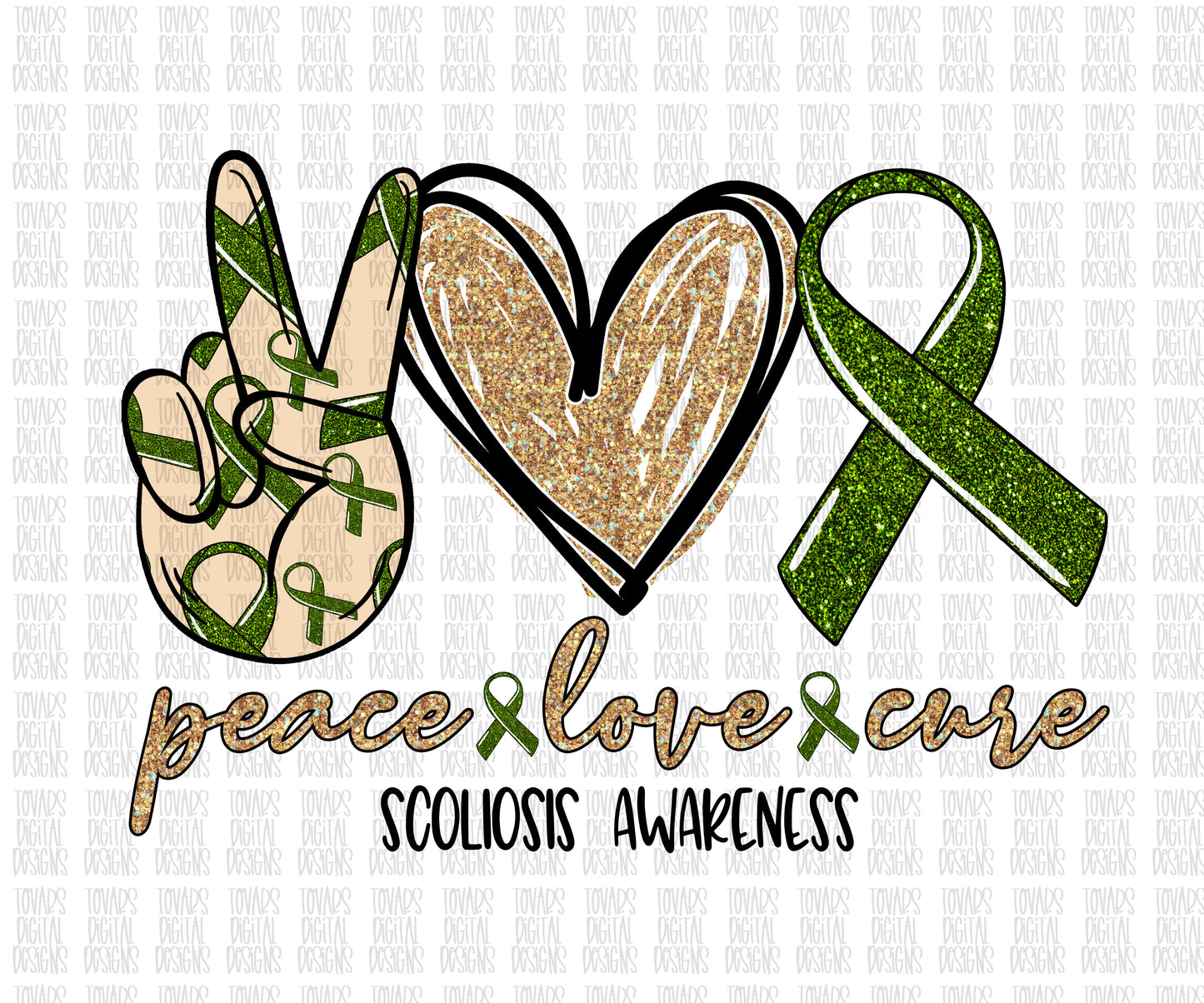 Peace love Cure scoliosis awareness Sublimation Png Digital Download, scoliosis Awareness Png, scoliosis Awareness Cure PNG, Peace Love Cure