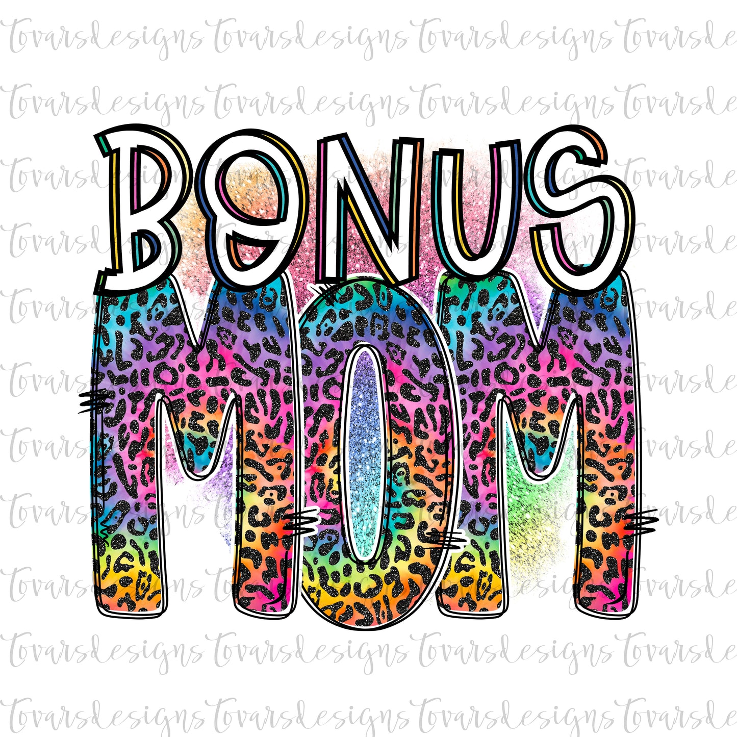 Bonus Mom Rainbow Cheetah Sublimation Png Download, Instant Download, bonus mom sublimation, Rainbow bonus mom, bonus mom design png file