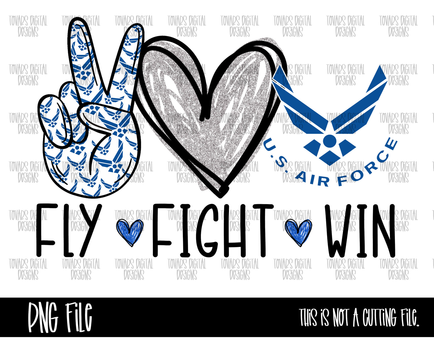 Fly Fight Win AIR FORCE PNG FILE military design