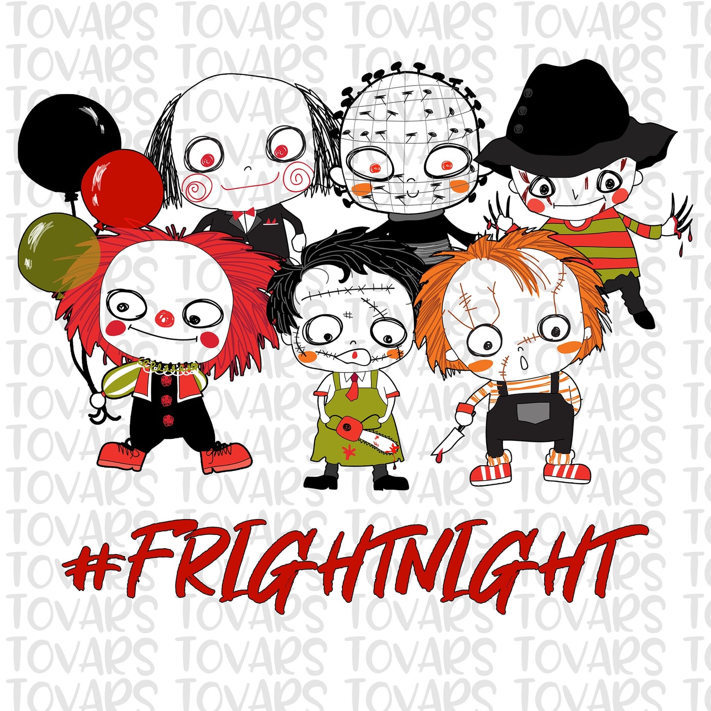 Fright Night Horror Movie Killers Sublimation Download, Halloween PNG File, Instant Download, Sublimation Horror movies, halloween squad