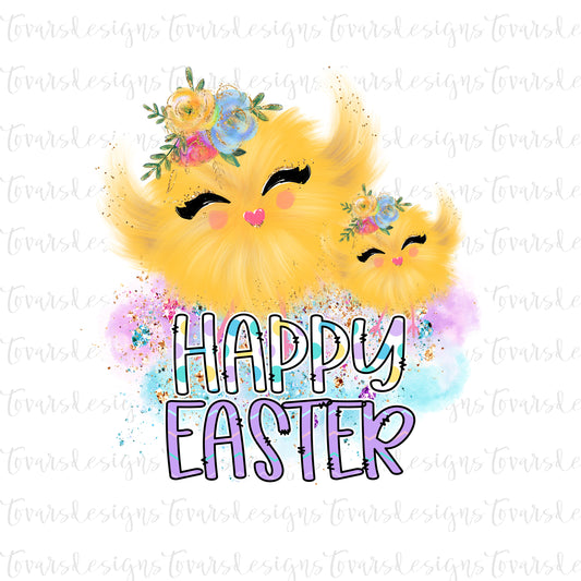 Happy Easter Chicks png design, Easter Design, Sublimation Easter Design, Cute Glitter Easter png file, instant download easter chicks png
