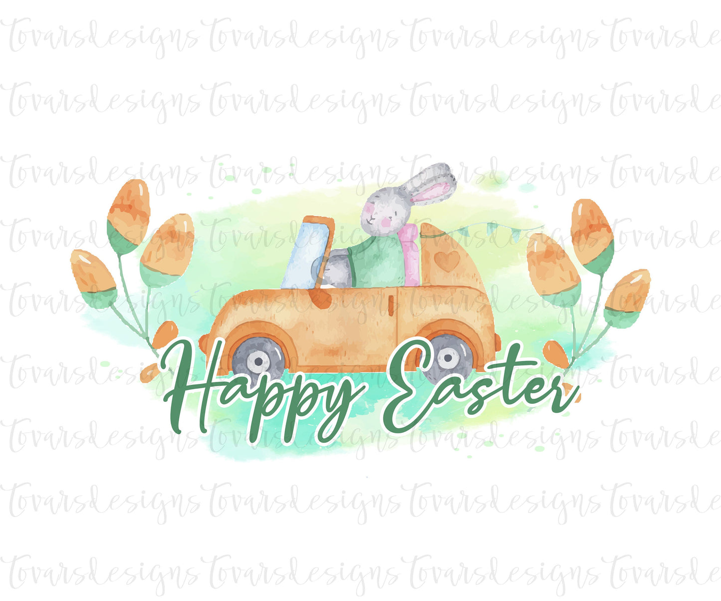 Happy Easter Bunny Car png design, watercolor Easter Design, Sublimation Easter Design, Watercolor Easter Bunny Sublimation Digital Design
