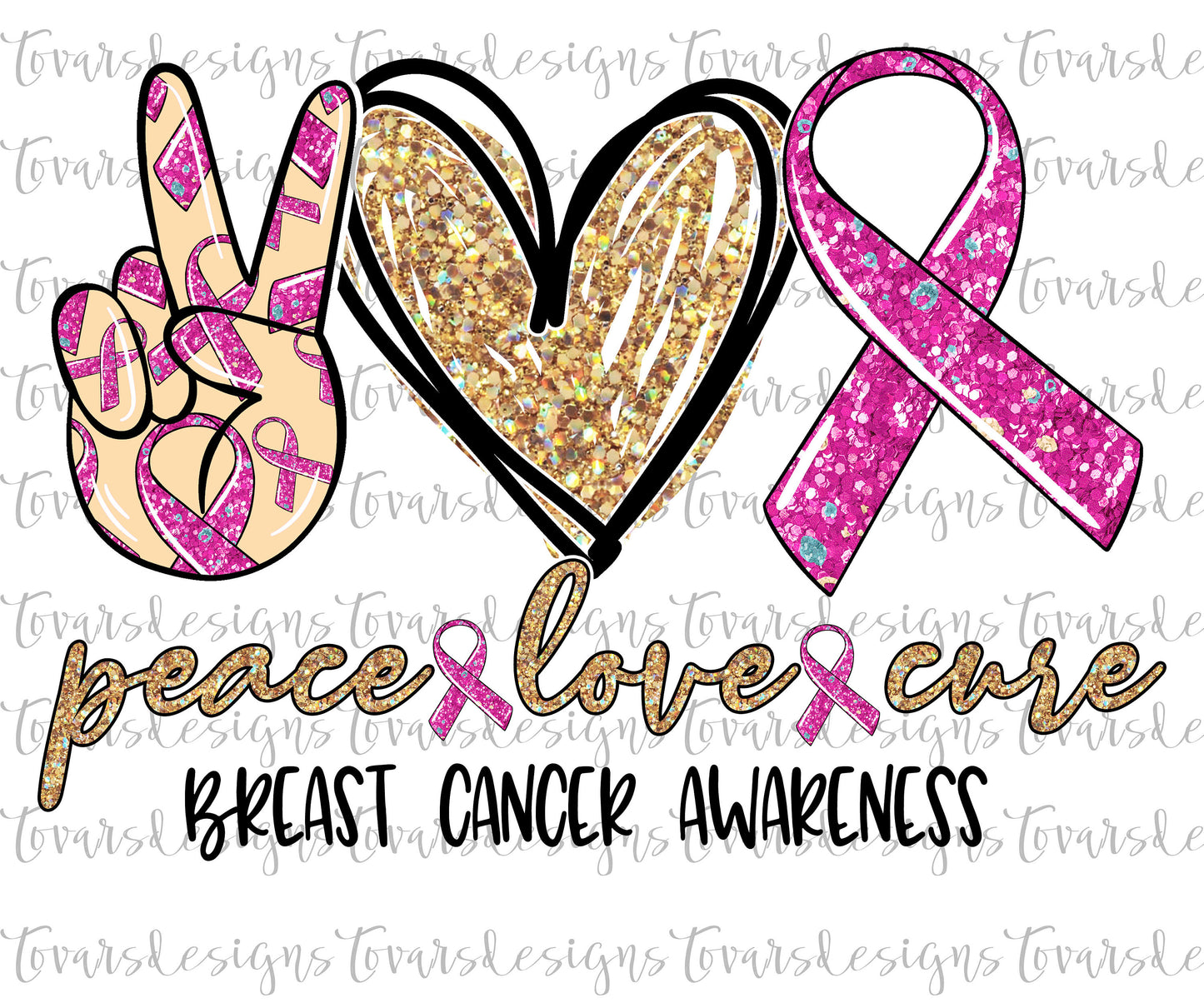 Peace love Cure Sublimation Png Digital Download, Breast Cancer Awareness Png, Breast Cancer Awareness Cure PNG, Peace Love Cure png file