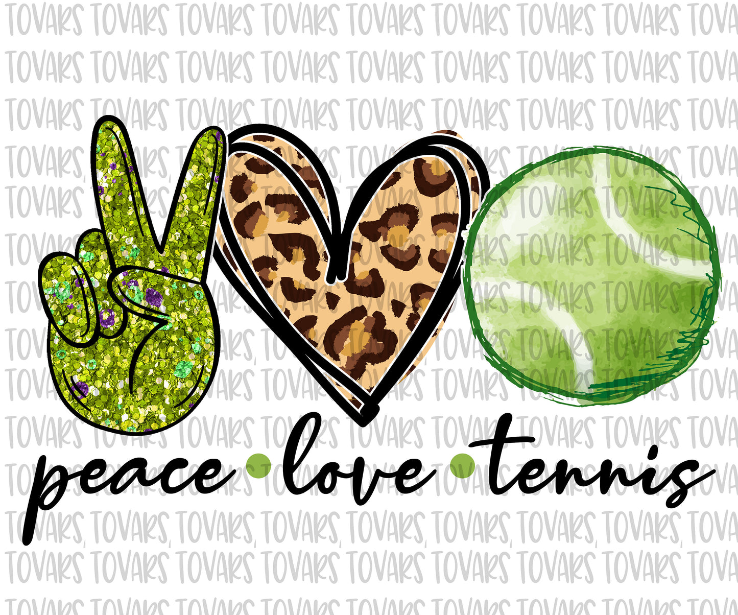 Peace love tennis Sublimation Png Digital Download, tennis Png, tennis leopard print green glitter PNG, Peace Love tennis png file