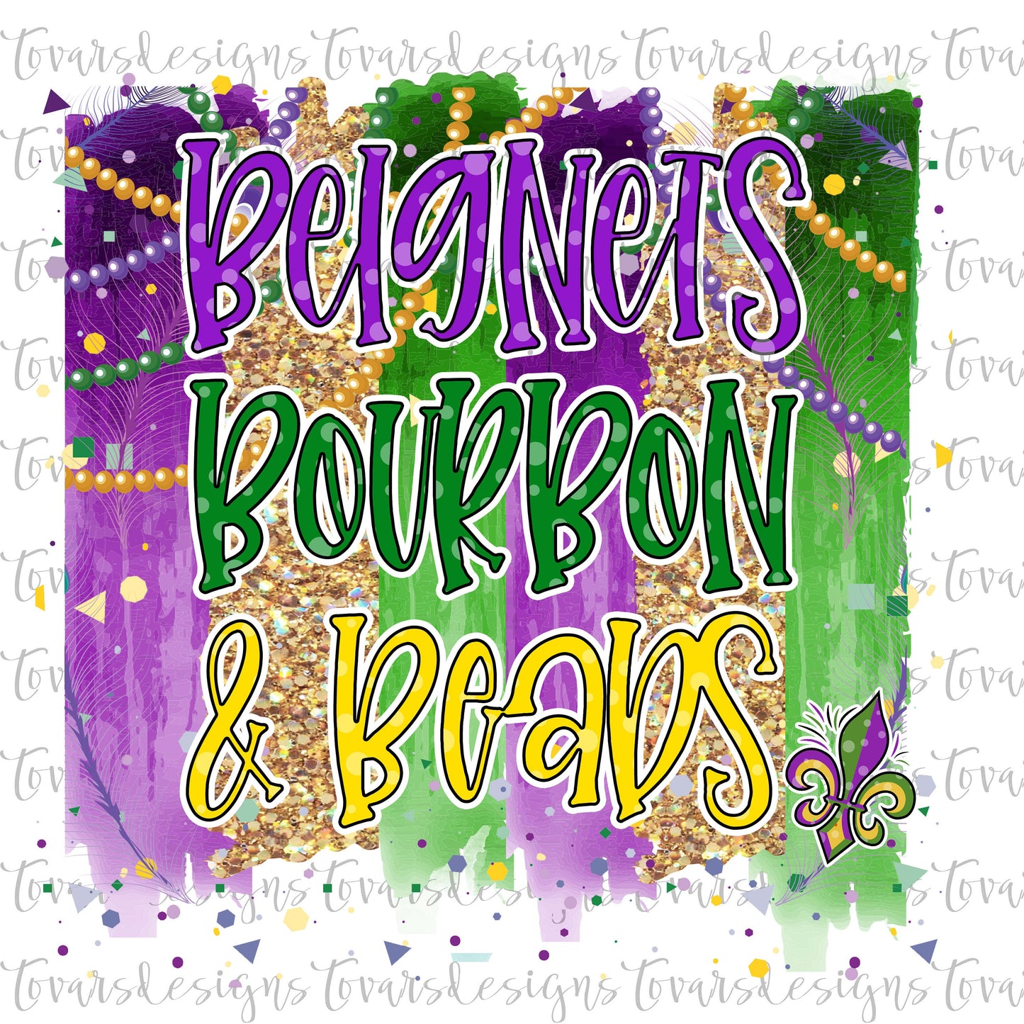 Beignets Bourbon & Beads Mardi Gras Sublimation Png Design, Mardi Gras Sublimation, Mardi Gras Beads Fat Tuesday Mardi Gras Digital Download