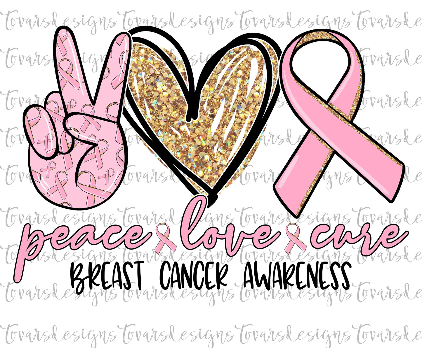 Peace love Cure Sublimation Png Digital Download, Breast Cancer Awareness Png, Breast Cancer Awareness Cure PNG, Peace Love Cure png file