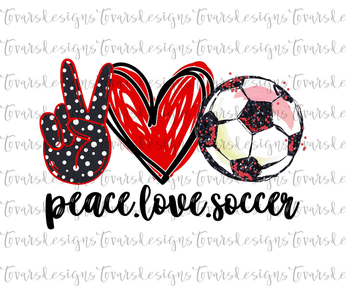 Peace Love Soccer Sublimation Download, Soccer PNG, Instant Download Sublimation Download, Watercolor Soccer Ball Sublimation, red Soccer