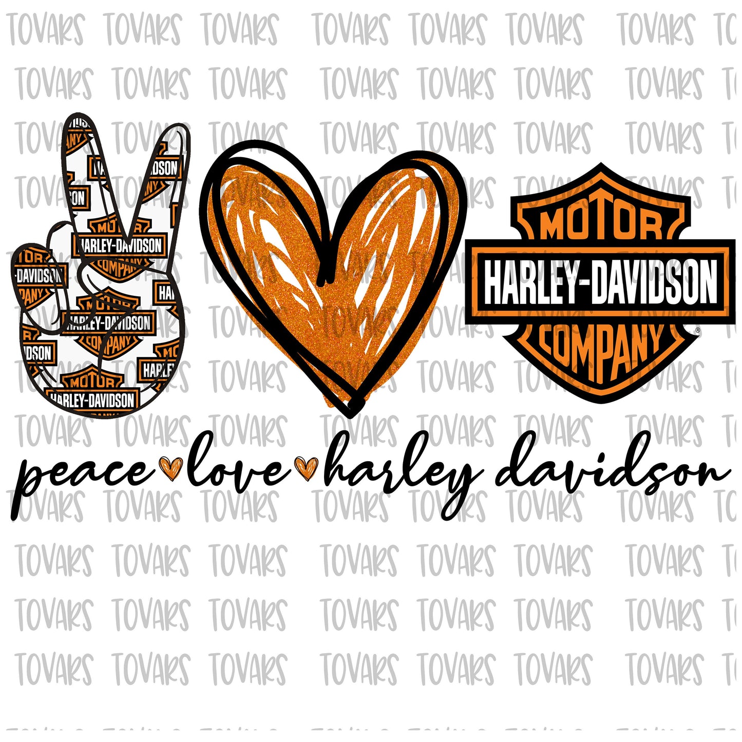 Peace Love Harley Design Sublimation Digital Design PNG Format