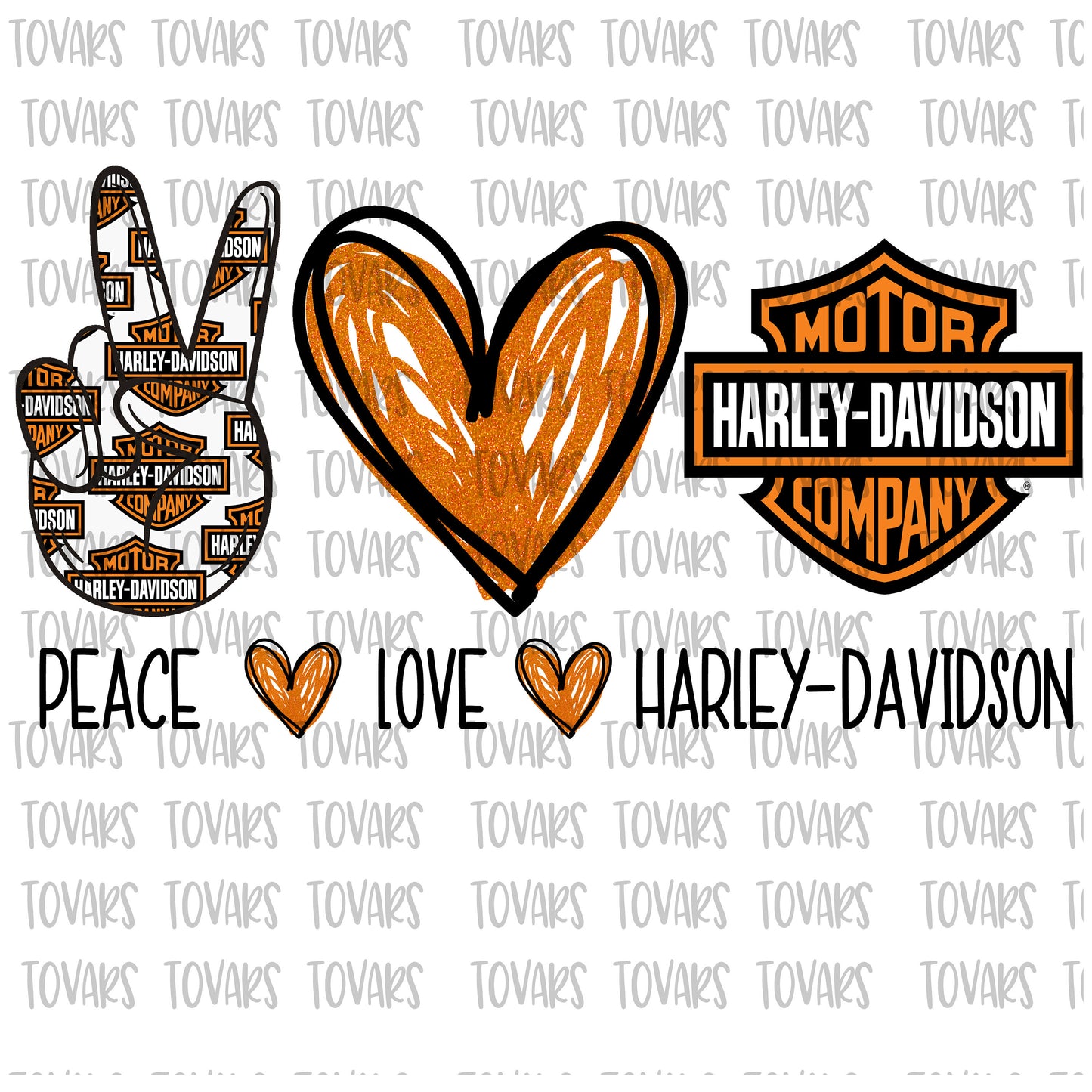 Peace Love Harley Design Sublimation Digital Design PNG Format