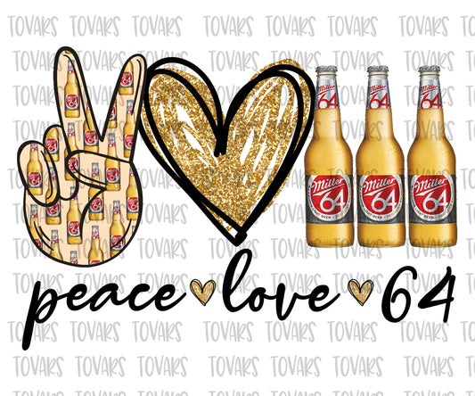 Peace love Miller 64 beer Sublimation Png Digital Download, Miller 64 beer Png, Miller 64 beer sublimation PNG, peace love Miller 64 beer