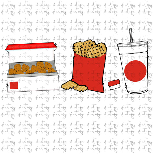 Chicken Nuggets Waffle Fries Sublimation Png Digital Download, Chicken Nuggets Waffle Fries Png, Chicken nugget sublimation PNG